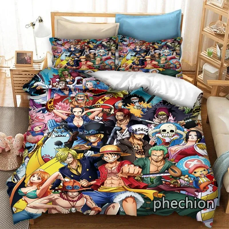 Conjunto Phechion Anime One Piece 3D Print Bedding Conjunto de edredom Capas de brophases One Piece Conjuntos de roupas de cama de uma peça de cama de cama K202