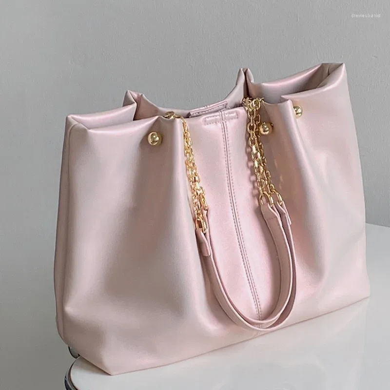 Bolsos de noche Bolso de hombro de cuero de PU suave para mujer de gran capacidad Bolsos de mano rosa Bolsos de moda Cadena femenina con cerrojo