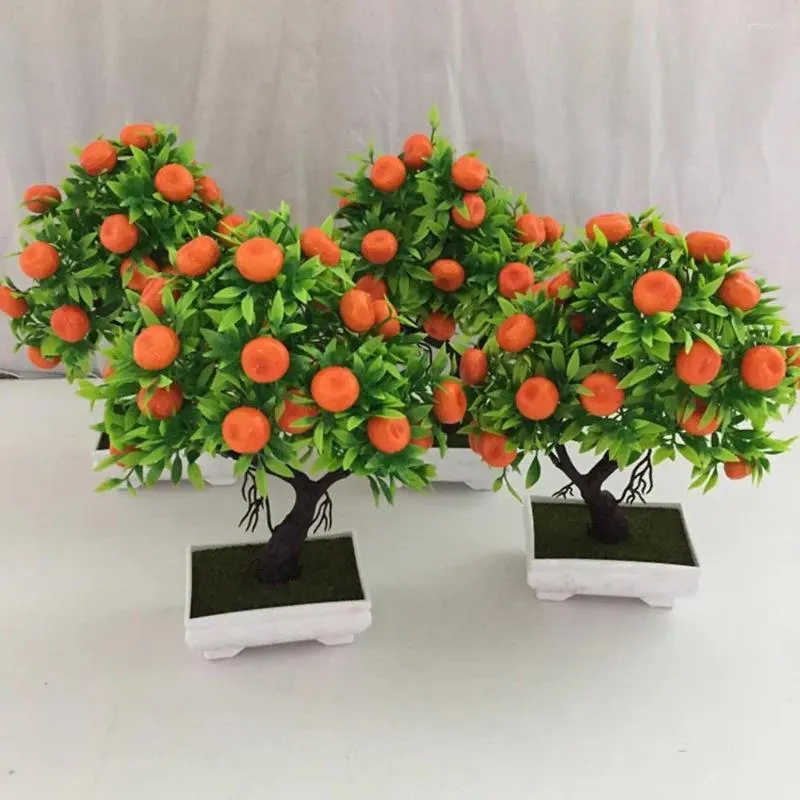 Decorative Flowers Artificial Potted Plastic Practical Lightweight Non-fading Simulation Orange Tree Home Decoration