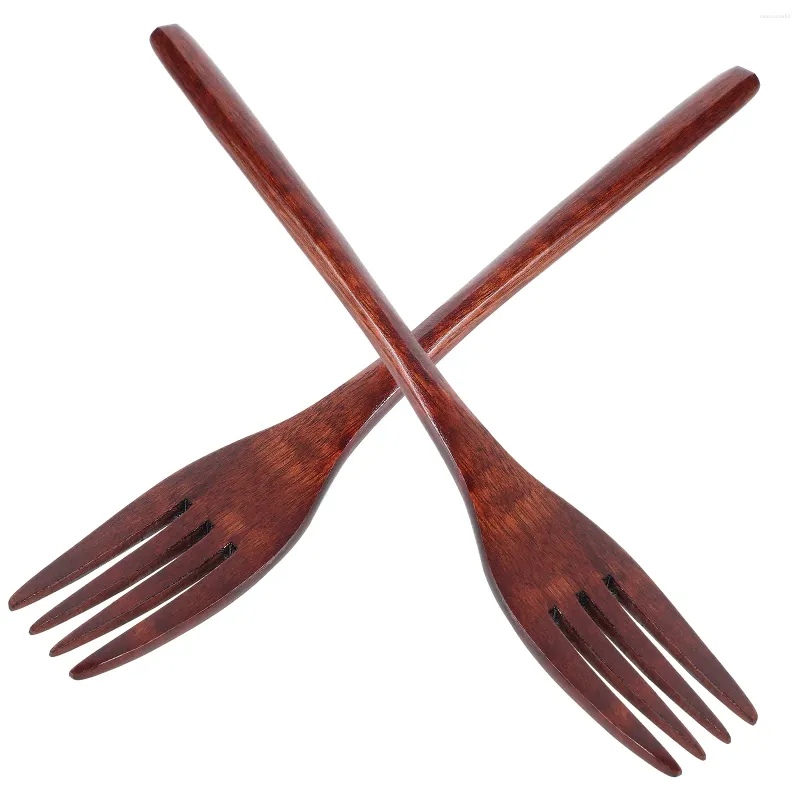 Forks WooServing Utensilsn Mescolando grandi insalata in legno giapponese Cena a manico lungo posate riutilizzabili Mescolando mangiando pasta