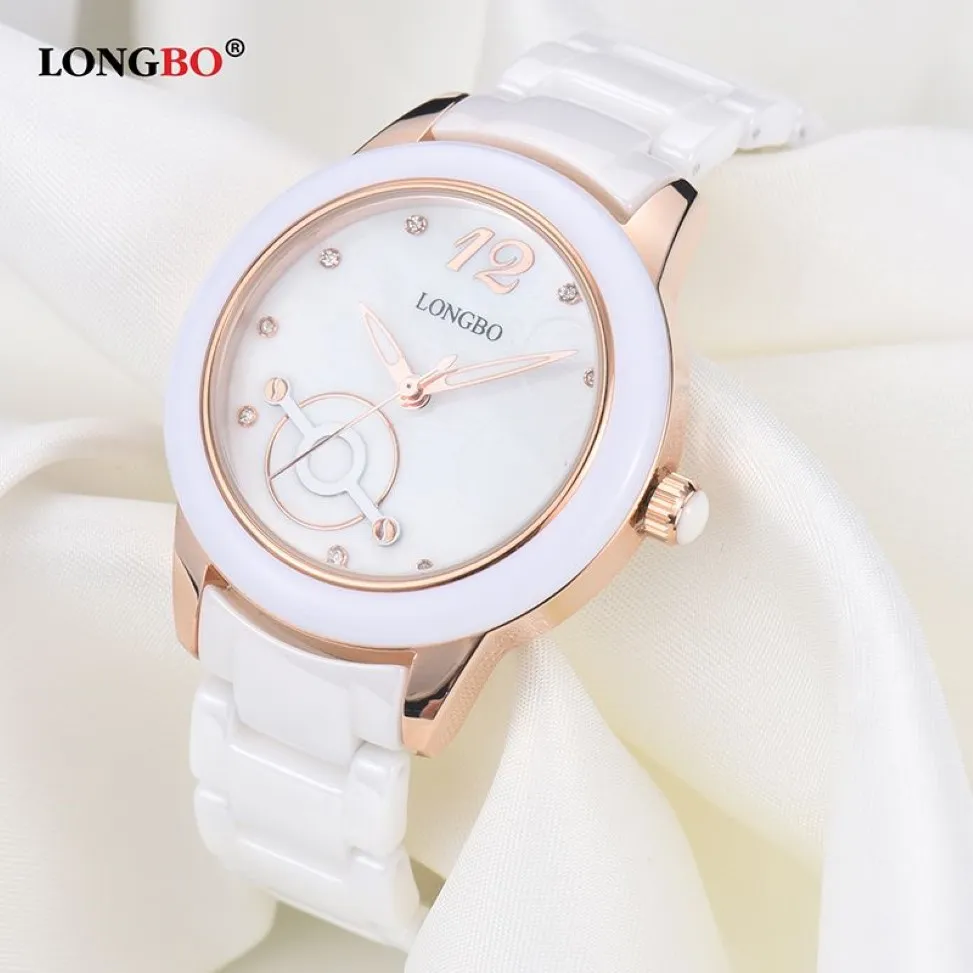 Costume da donna Abito Orologio di moda Cassa in ceramica Orologi impermeabili di lusso Orologio da polso da donna con cinturino bianco per ragazza Bellissimo orologio268d