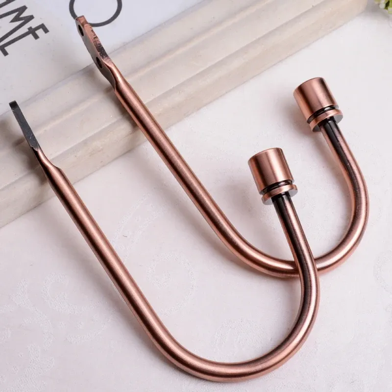 Accessories Metal Curtain Tie Back Hold Backs Ushaped Curtain Wall Hook Black Silver Gold Holders With 2 Screws Curtain Hanging 2pc/lot