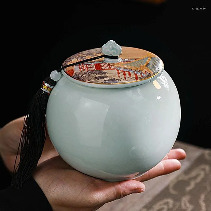 Bottiglie di stoccaggio rotondo tè ceramico tè in ceramica scatola sigillata a prova di umidità casa da dadi di caramelle di grande capacità decorazione