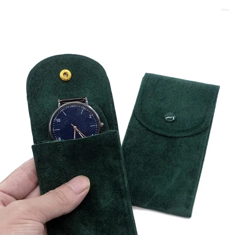 Storage Bags High Quality Flannelette Watch Bag With Buckle Solid Color Portable Cover Scratch Resistant Thickened