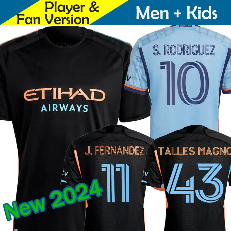 New York City FC 2023 2024 Jerseys de futebol Kid Kit Men 23/24 Camisa de futebol Primária Home NYCFC Sky Blue Away Black TALLES MAGNO FERNANDEZ RODRIGUEZ KEATON Men's