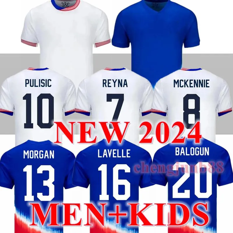 S-4XL 24 25 PULISIC MCKENNIE Футбольный трикотаж ERTZ ALTIDORE PRESS WOOD MORGAN LLOYD 2024 2025 Американская футбольная рубашка США Camisetas USA USMNT PLAYER KIDS Kit