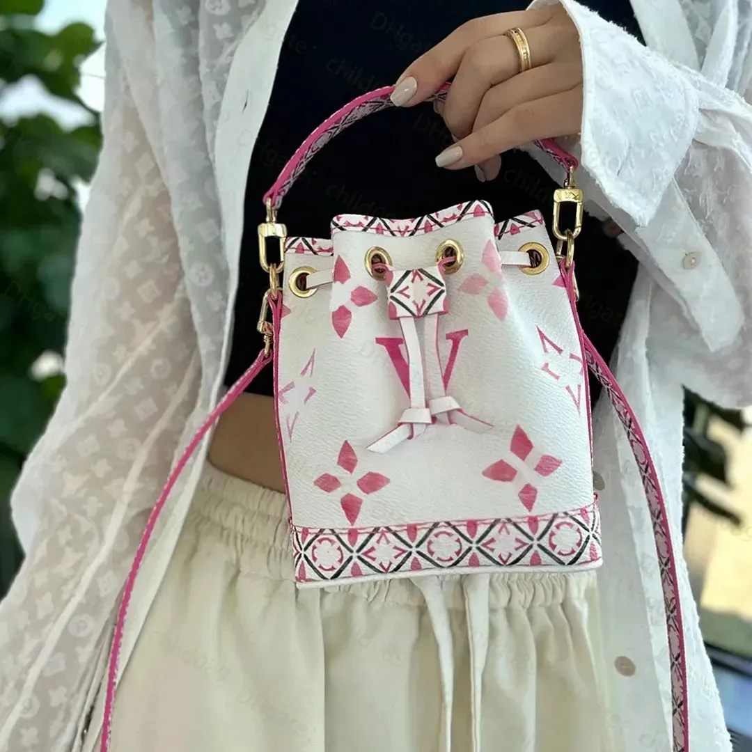 Designer Nano Noe Mini Bag Women Bolsa Neonoe Bucket Creche Fechamento de Correia Removível Strap