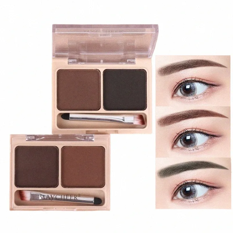 2color fard à paupières poudre maquillage noir brun café poudre à sourcils imperméable ombre à paupières palette de sourcils avec brosse crème à sourcils 26sn #