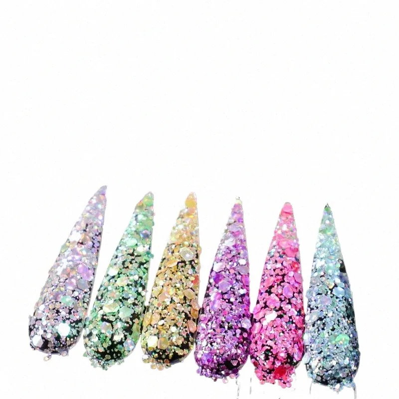 1oz/28g Sparkly New Laser Nail Glitter Cat-Eye Holographic Nails Art Sequin Mirror Chunky Flake Paillette Manicure Diy Supplies 362U#