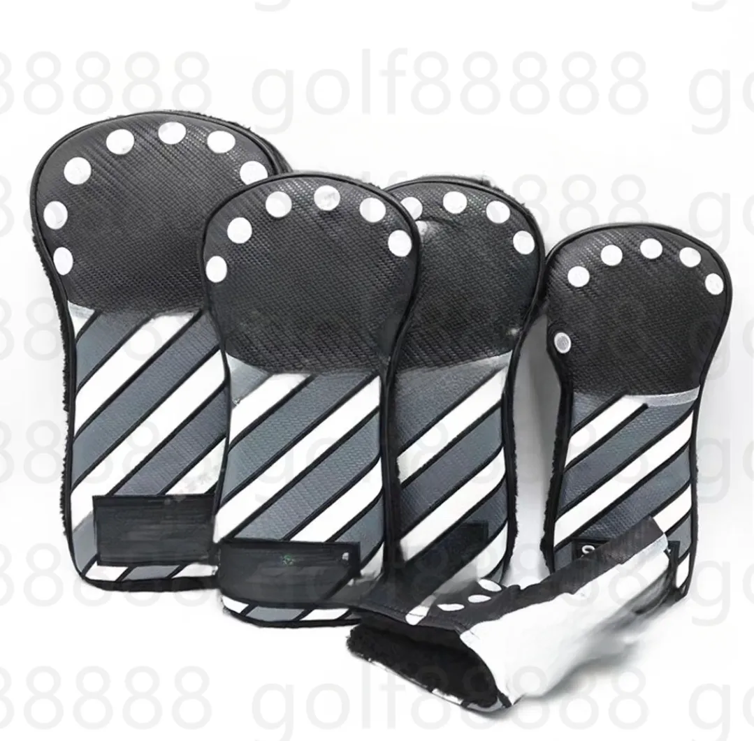 Svart och headcover White Stripe Driver 3and5wood Hybrid Putter Golf Headcover Kontakta oss för att se bilder med logotyp 35wood