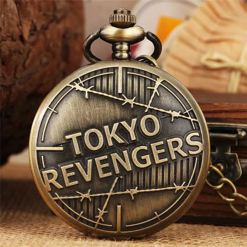 Montres antiques Tokyo Avenger Japan Anime Design Men Women Women Quartz Analog Pocket Watch Collier Pendant Chaîne