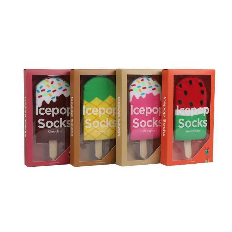 Einzigartiges Design für Damen, Popsicle Ice-Pop, buntes Eis am Stiel, Icepop Crew, süße Socken, Neuheit, Damenmode für Eliten