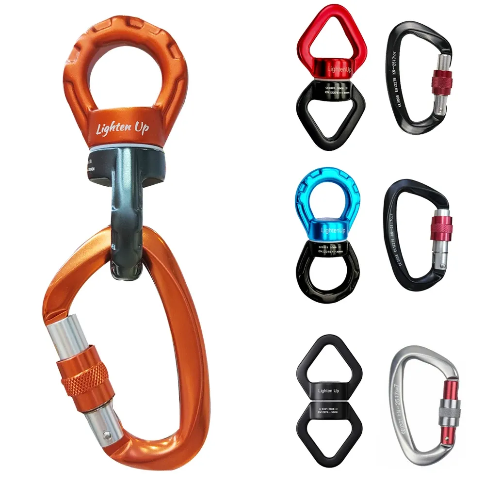 Accessories Lighten Up Fitness CLIMB 30KN CARABIN Universal Ring Gimbal Ring Rotary Connector Rotational Hammock Swing Spinner Rope Swivel
