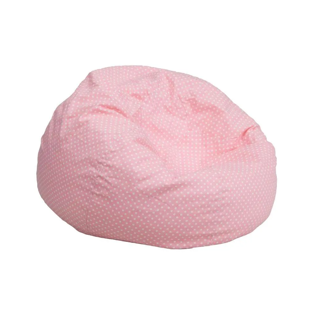 Flash Furniture Dillon Petit, adapté aux enfants et aux adolescents, pouf rempli de mousse avec housse lavable en porcelaine, pois rose clair