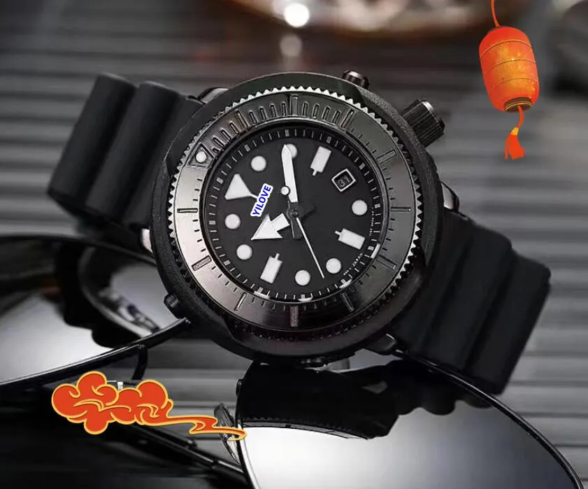 Herren-Designeruhren in großen Größen, Japan, automatisches Quarzwerk, wasserdichte Uhr, Kautschukarmband, leuchtende Nachtleuchtfunktion, alle Verbrechen, coole Armbanduhr, Geschenke