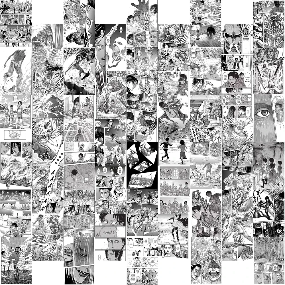 Stickers 50Pcs Japanese Wellknown Anime Attack on Titan ShingekinoKyojin Manga ACG Wall Collage Kit for Art Postcard Prop Home Decor