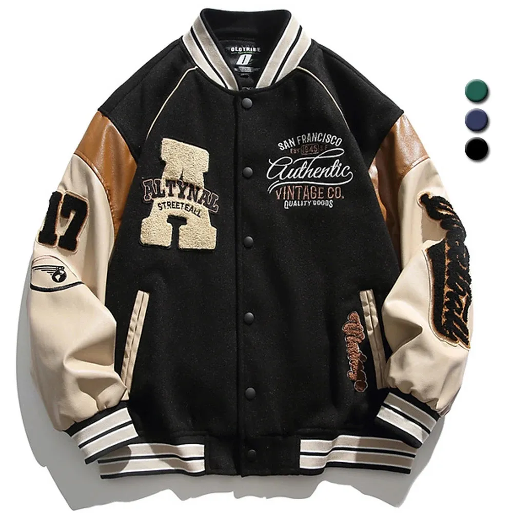 Baseball Uniforme Veste Hommes Lettre Brodée Streetwear Varsity Vestes Vintage Harajuku Casual Collège Printemps Automne Unisexe 240320