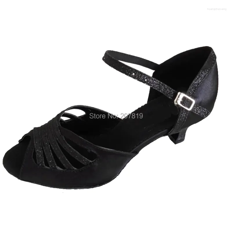 Zapatos de baile calzado latino para mujeres chicas abiertas toe negro tacón personalizado salsa salsa sandal