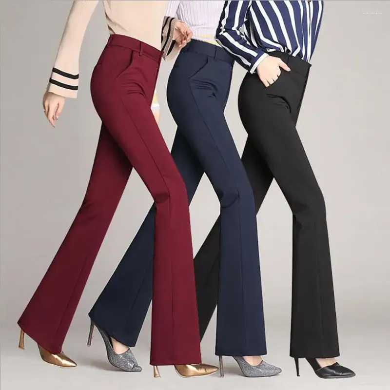 Calças jeans femininas apertam a barriga, calças elásticas, cores sólidas, usam facilmente, lindas, elásticas, formais, longas, para escritório