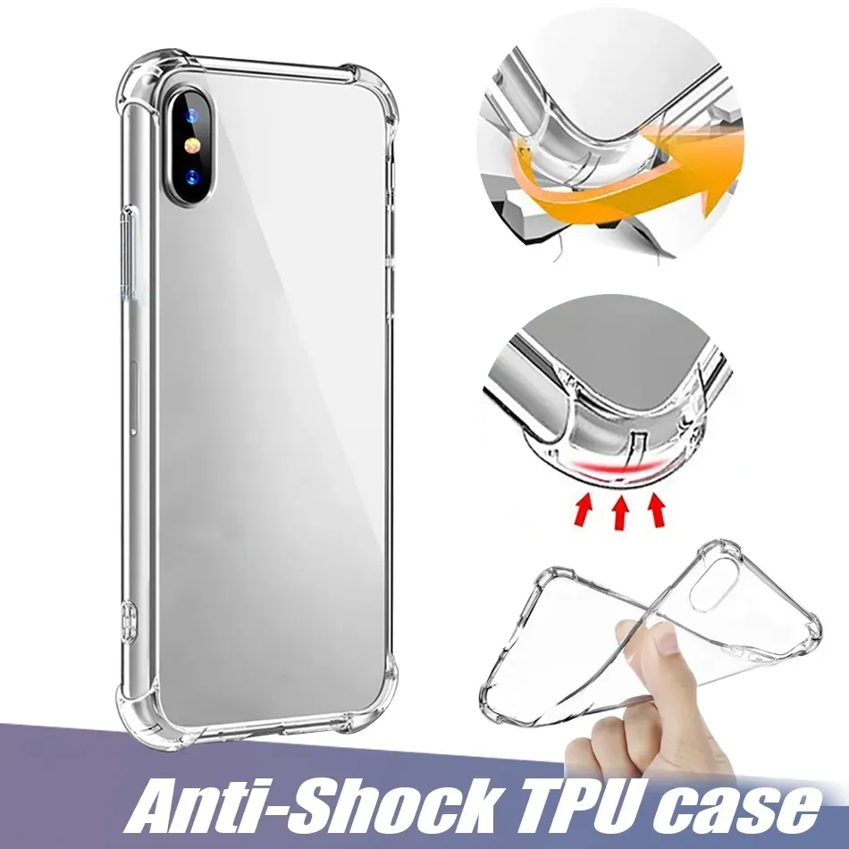 Soft TPU Clear Cases for iPhone 15 14 13 12 11 PRO XR XS MAX SE 7 8 Samsung S23 S24Anti-knock Transparent Shockproof TPU Bumper Cover