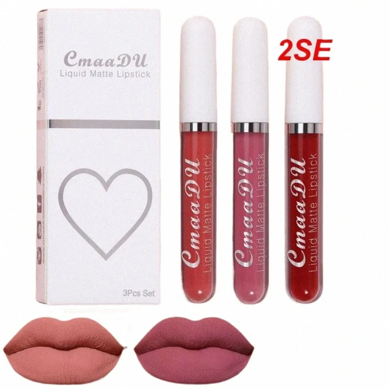 2sets Set Vloeibare Lipstick Lipstick Gift Set Waterdichte Lip Glazuur Lippen Make-Up Veet Matte Lipgloss Hydraterende g1LT #