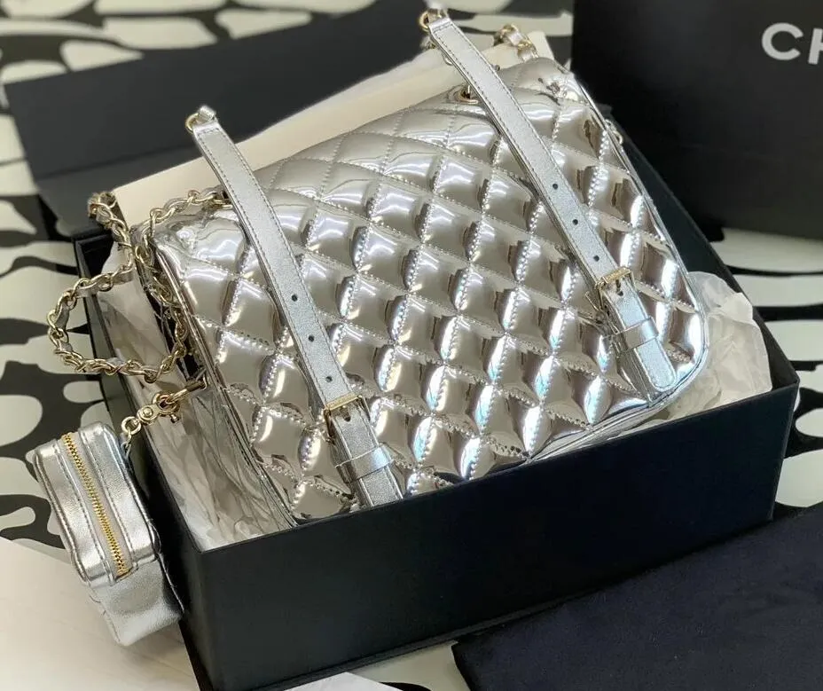 DHgate.com:Womens Silver Patent Leather Crossbody Bag