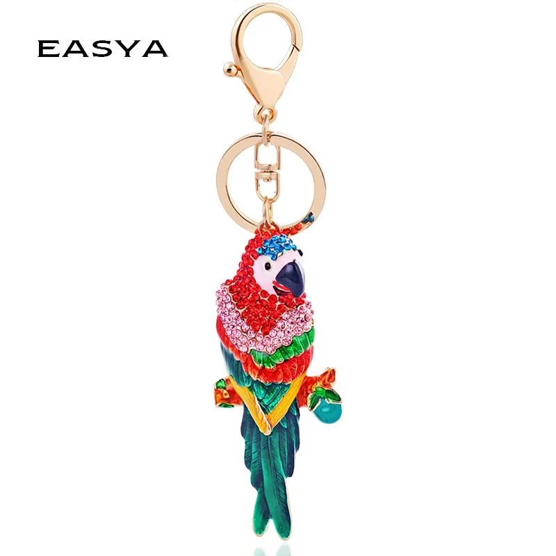 EASYA Spring Casual Multi Colour Parrot Car Key Chains Bag Hanging Accessories for Girls Women or Men Key Rings 240315