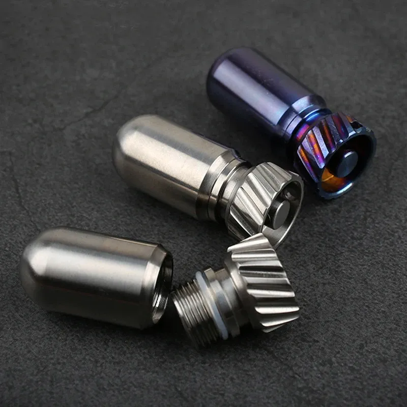 Tools Titanium Alloy Waterproof Canister Medicine Seal Capsule Bottle Mini EDC Bottle Outdoor Camping Tool No Magnetic Light Weight