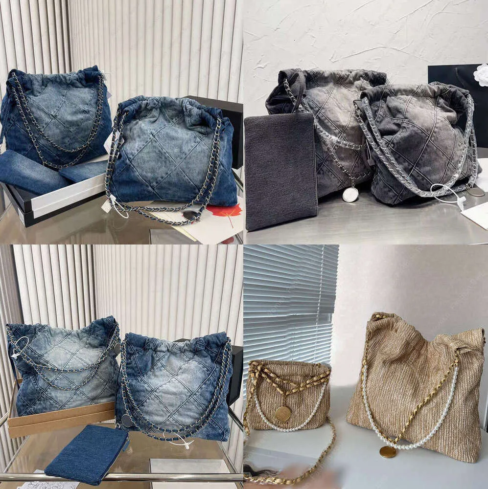 CC Bag 22 Denim Designer Grand Épaule Shopping Fourre-tout Voyage Femme Sling Body Sac à main le plus cher avec chaîne en argent Gabrielle matelassé 1168ess