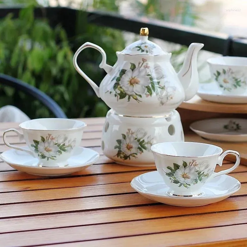 Theewaar Sets Engelse Afternoon Tea Set Elegante 500ml Theepot Met Filter Kop En Schotel Warmer Kaars KachelTheewaar Huwelijkscadeau