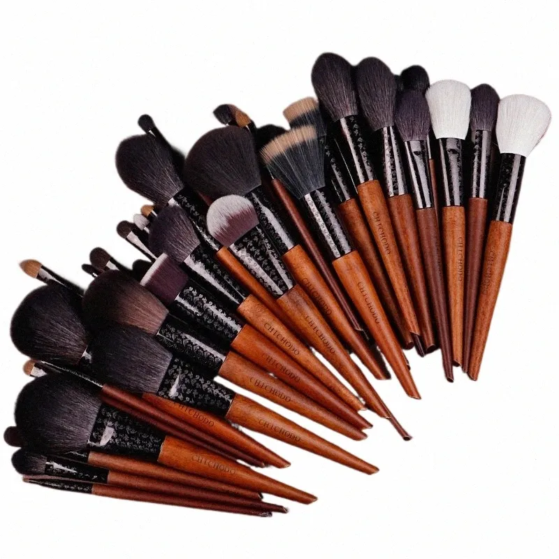 Chichodo Pincel de maquillaje-La serie Amber 41 piezas Juego de pinceles profesionales de tubo tallado-Herramientas de pinceles de maquillaje de alta calidad-Belleza 03Zk #