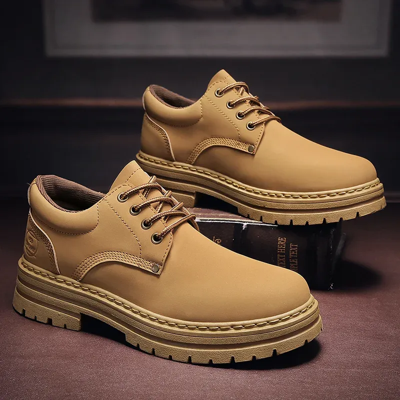 Shoes New Fashion Work Shoes Spring Autumn Lace up Leather Shoes Brand Comfy Office Style Leisure Walk Oxfords Men Casual Shoes