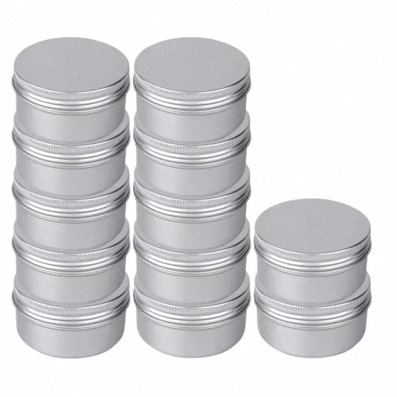 12/24pcs boîtes de thé en aluminium 80ml pots de bougie en métal avec couvercle vide cosmétiques boîte de crème boîte de baume à lèvres pot organisateur de maquillage T6AD #