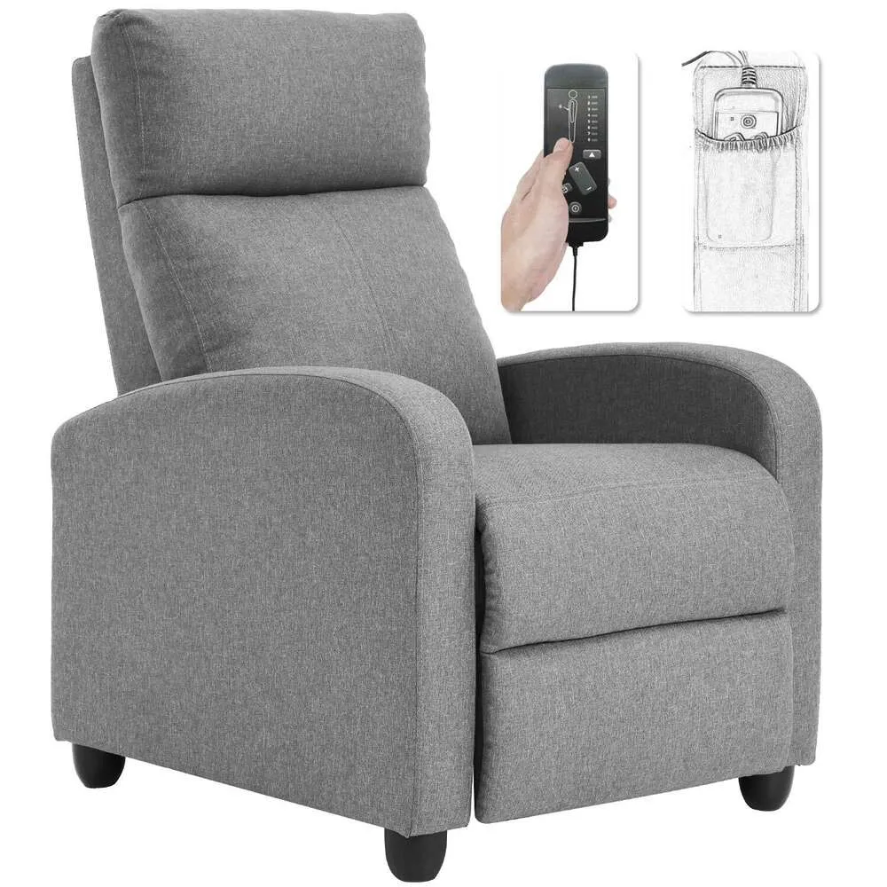 Soggiorno Wick Singolo Massaggio Lounge Divano Lettura Home Theater Moderna Sedia Reclinabile con Cuscino in Tessuto Schienale