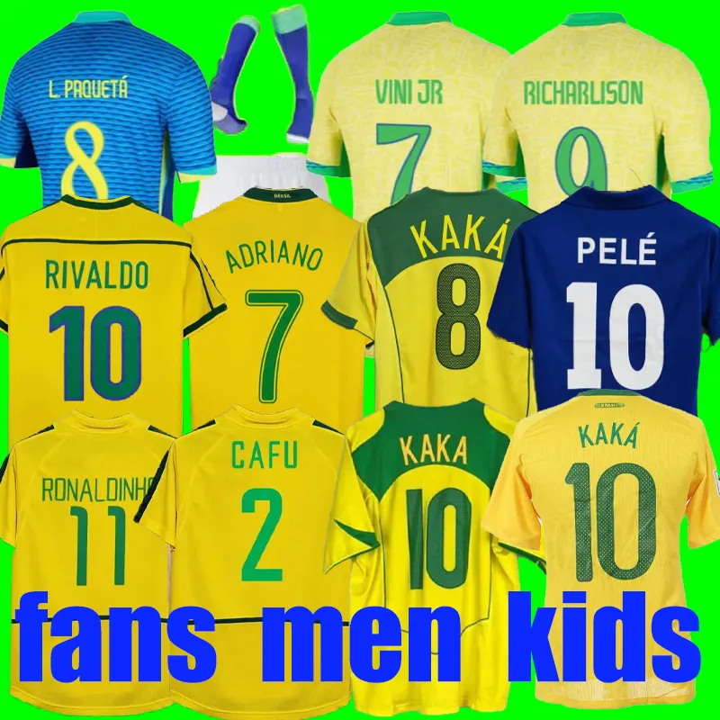 2024 1998 1970 Brasil Soccer Jerseys Pele 2002 2004 Camisa de Futebol Brazils 2006 1982 Rivaldo Adriano 2000