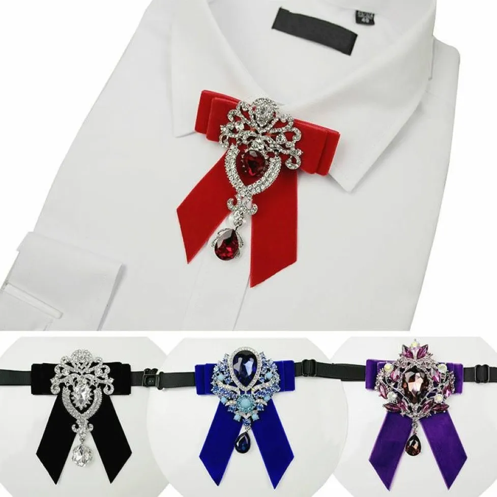 Fashion Bow Tie British Trendy Men Unisex Wedding Banquet Party Tuxedo Jewelry Velvet Crystal Bowtie Top-end Luxury Handmade Neck 192l