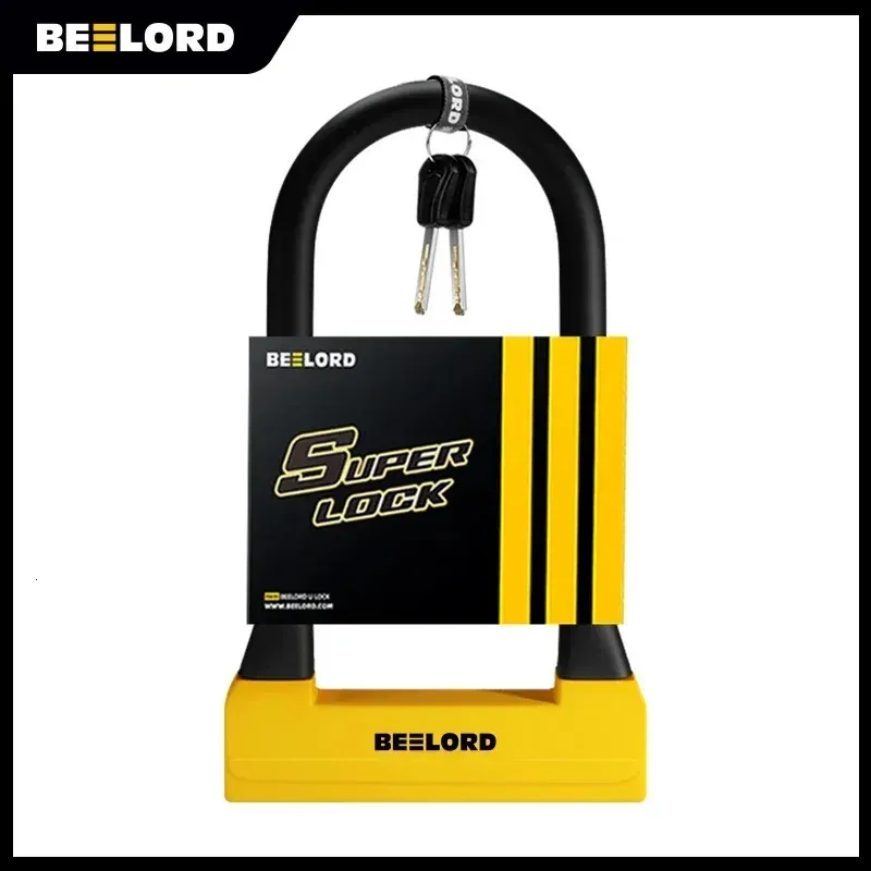 BEELORD Bike U Lock Heavy Duty Antifurto Sicurezza U Cavo Lucchetto per Bicicletta con Cavo Flex Bike per Scooter Elettrico Bici da Strada 240308