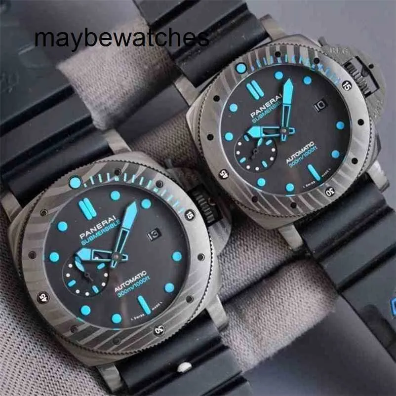 Panerai Men vs Factory Top Quality Automatic Watch s.900 Automatisk Watch Top Clone för armbandsur Sneaking Series 47 / 42mm Carbon Fiber Composite Super Luminous