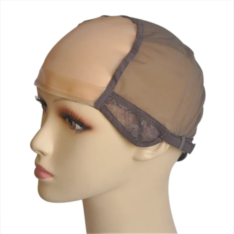 Hårnät mono spets peruk lock för att göra peruk med justerbara remmar Antislip Strip Edge Weaving Hair Extension Cap