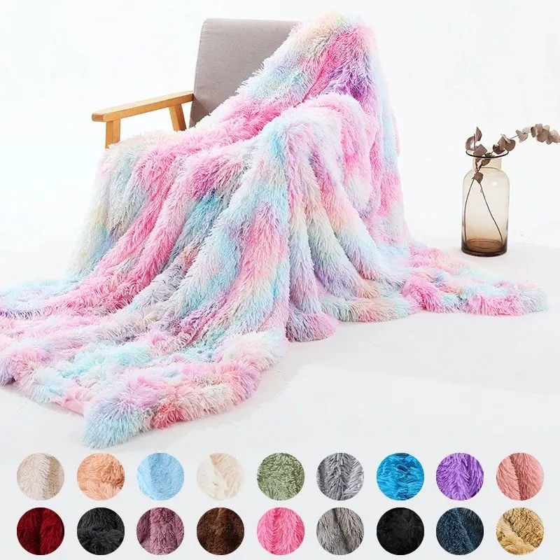 Soft Fur Throw Blanket on the Couch Long Shaggy Fuzzy Fur Faux Bed Sofa Blankets Warm Cozy With Fluffy Sherpa