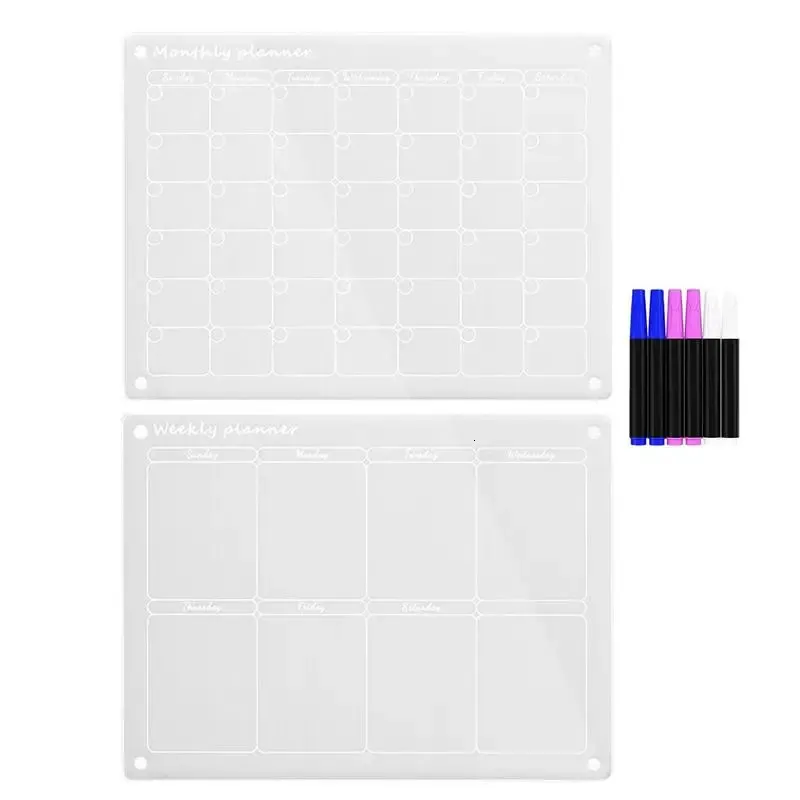 Calendrier magnétique transparent pour planificateur de tableau de réfrigérateur mensuel avec ligne 240318