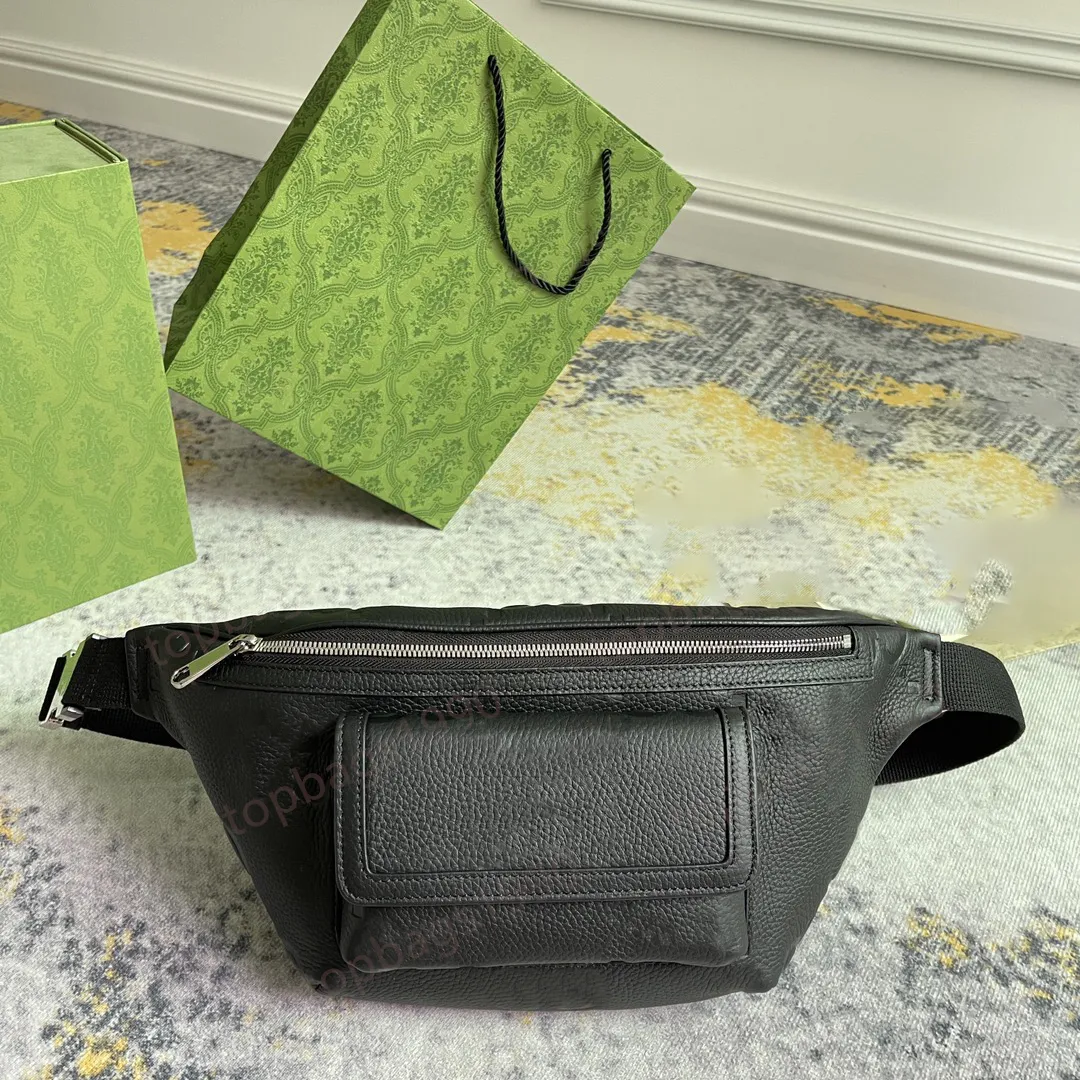 Bästa kvalitet 28 cm Emboss midja Bagluxury Designer Justerbar axelband Bröstmode Kvinnor Kroppar Kroppspåsar Real Leather Belt Fanny Pack Bag 645093