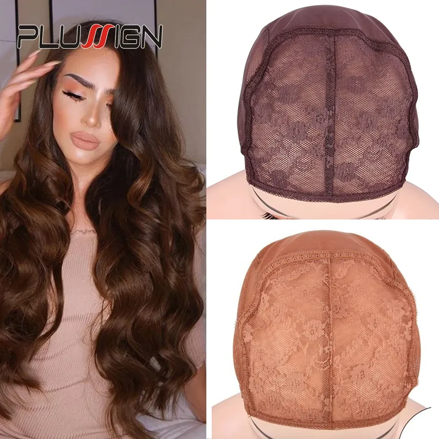 Hairnets Wholesale 10Pcs Soft Breathable Wig Cap For Making Wigs Best Wig Net Double Lace Front Wig Cap With Adjustable Strap Mesh Cap