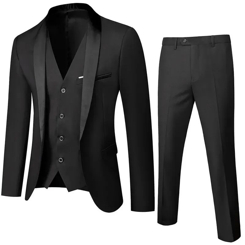 Abito da uomo da uomo Abito da ballo GiaccaPantaloniGilet Set Slim Fit Tuxedo Blazer maschile Abbigliamento da sposo stile britannico personalizzato 240312