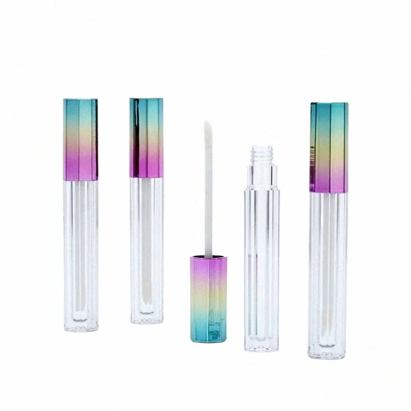 l Lip Gloss Baguette Tube Vide En Plastique Huit Côtés Bouteille D'emballage Transparent Cap Coloré Cosmétique Ctainer Lipgloss Tubes V0GH #