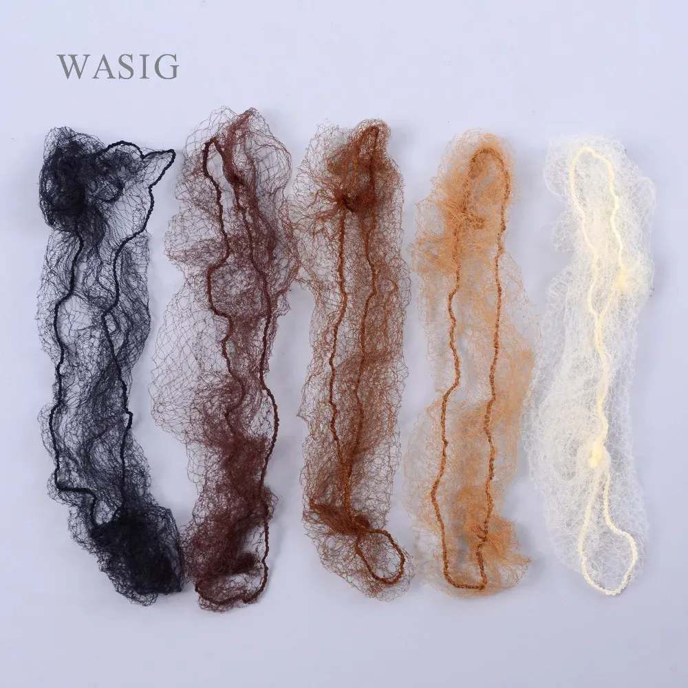 Netry do włosów całe wyprzedaż 500pcs Hairnet 5 mm nylonowe sieci włosy niewidoczne jednorazowe 20 cali 5 kolorów czarne, ciemnobrązowe, jasnobrązowe, brązowe, blondynki