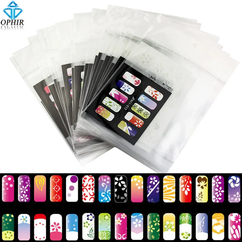 Mallar Ophir 200 Patten Airbrush Nail Art Stencils 20st Nagelmallark Air Brush Paint Nail Stickers Nagelverktyg _JFH11