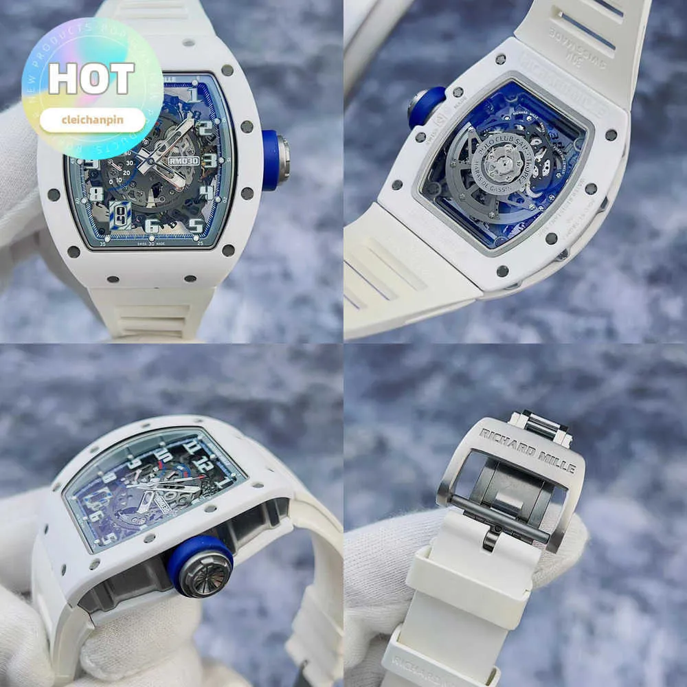 Автоматические наручные часы RM RM030 AO Global Limited, 50 штук, белый керамический материал, автоматические механические мужские часы с передвижным хранилищем