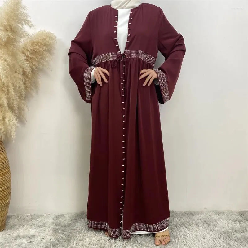 Ethnic Clothing Ramadan Abaya Dubai Luxury Diamonds Sleeves Muslim Woman Dress Modesty Robe With Pockets Turkey Kaftan Kimono Islamic