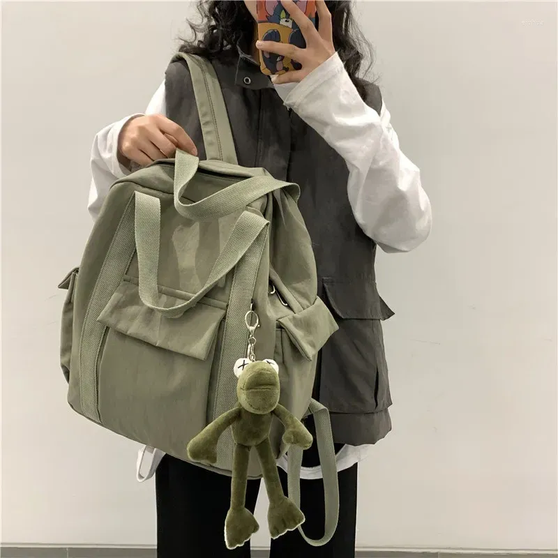 生徒のためのバックパック韓国キャンバスソリッドカラースクールバッグティーンエイジャー大容量旅行リュックサック高品質の本バッグ